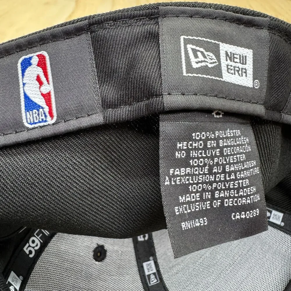 NEW Utah Jazz New Era Black 59FIFTY Fitted Hat Cap Black White sz 7 3/4
